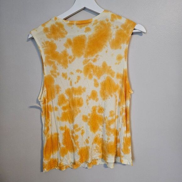 Abound Tank Top Tie Dye Orange Cream Casual Summer Ribbed Trendy Neutral - Picture 3 of 7